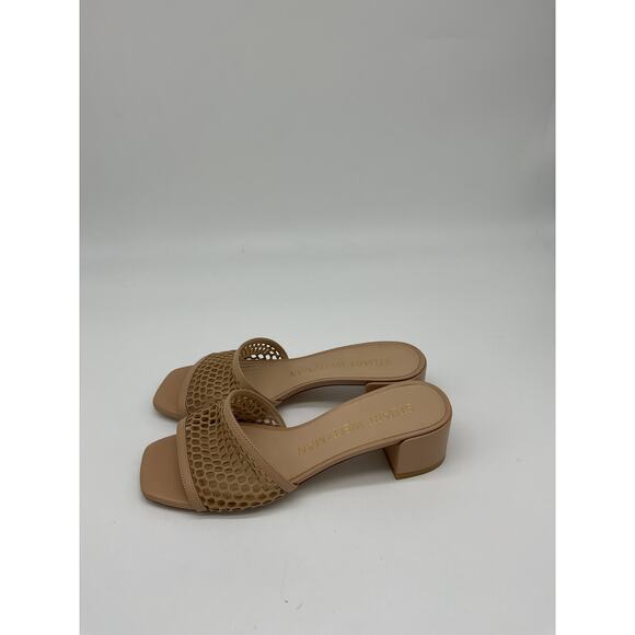 Stuart Weitzman Cayman 35 Tan Leather Block Slide Sandal Size 7 - Picture 3 of 6